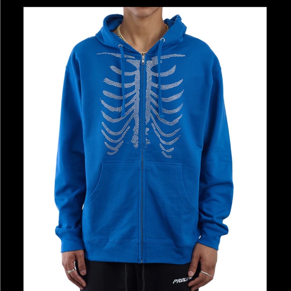Bones Rhinestone Hoodie - Royal Blue